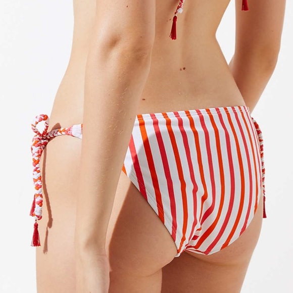 LOFT Braided Striped Bikini Bottom Xl coral zoe - Picture 2 of 6